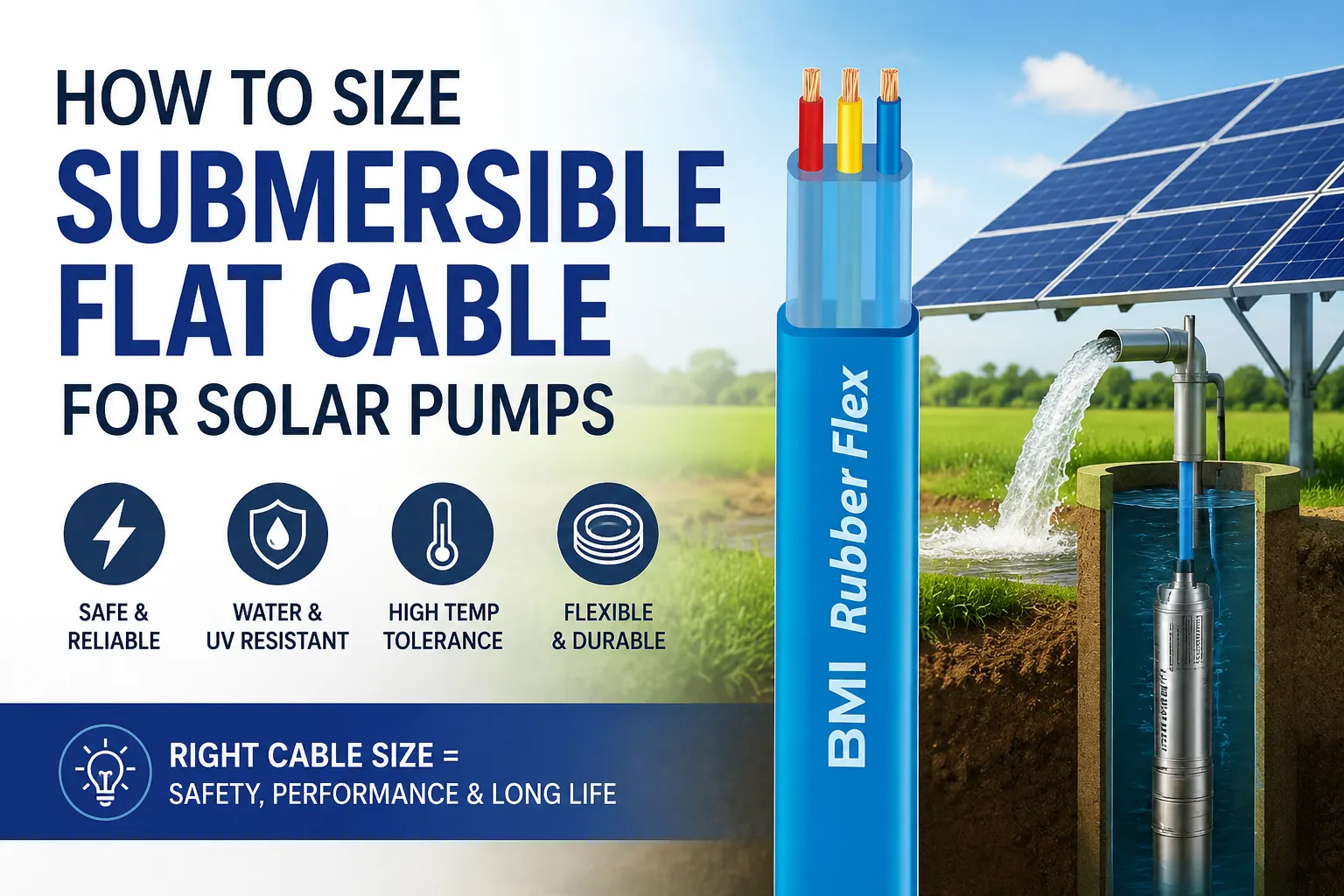 How to Size Submersible Flat Cable for Solar Pumps