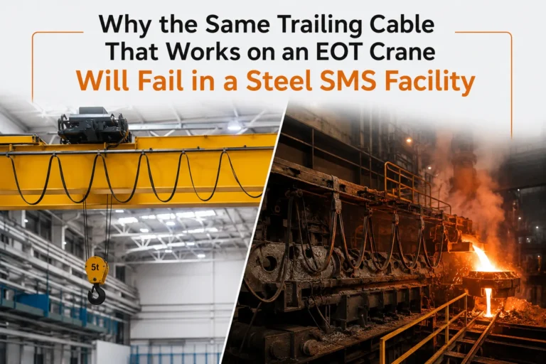 Why the Same Trailing Cable That Works on an EOT Crane Will Fail in a Steel SMS Facility